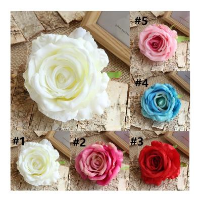 China High quality silk and plastic large size artificial rose flower head for sale