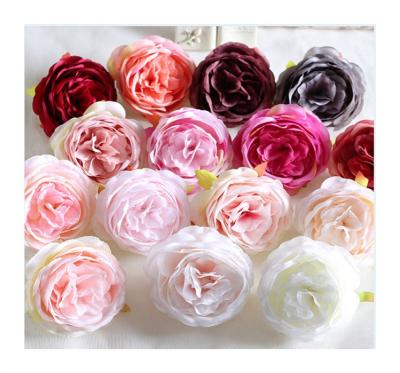 China Silk Fabric Large Size Artificial Rose Flower Head For Event Decoration for sale