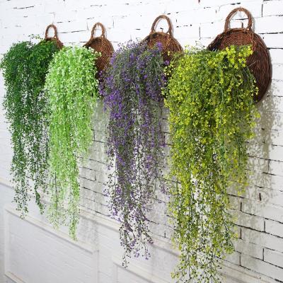 China 15 Branches Plastic High Quality Artificial Green Bracket Plant For Wall Decoration for sale