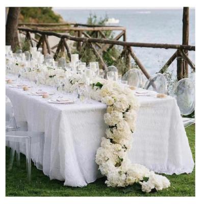 China Iron+silk Flowers Customized Floral Table Runner Arrangement For Wedding Event Decorations for sale