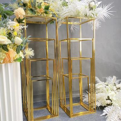 China Table Flower Centerpiece Stand High Quality Iron Metal Place Pedestal Flower Centerpiece Holder For Wedding Table Centerpiece Decoration AWHJ003 for sale