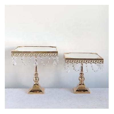 China Aristocratic Table Flower Centerpiece Stand Gold Square Cake Stand Set Table Centerpiece for sale