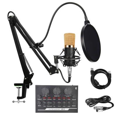 China USB Microphone Audio Interface Recording Studio Sound Card With Desktop Microphone To Stream for sale