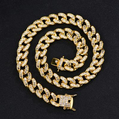 China Fashion Design New Lecd Off Full 15mm Rhinestone Necklaces For Miami Cuban Link Punk Women Mens Chains Bling Chokers Jewelry Gift for sale