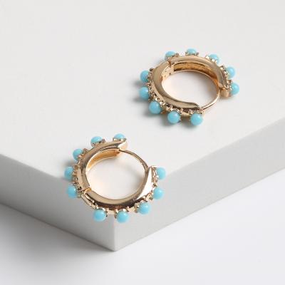 China New cute classic alloy smooth metal circle earrings for female shape temperament Korean girl's jewelry wear daily earrings for sale