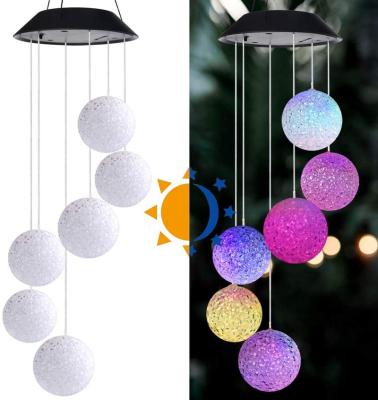 China Waterproof Outdoor Decoration Plastic Ball Wind Chimes Crystal Solar Lighting Chinese Wind Chimes For Garden Decoration for sale