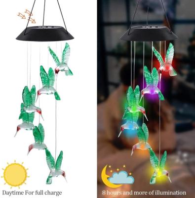 China Modern Removable Solar Hummingbird Wind Chime LED Home Decor Light For Hanging Home Outdoor for sale