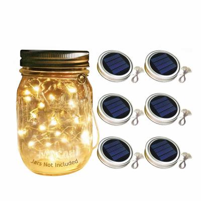 China Solar Waterproof Warm White Light Fairy Mason Bottle Lid String Light Water Proof Mason Jar Light for sale