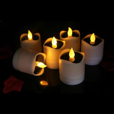 China Energy Saving Exquisite Solar Waterproof Yellow Flashing Tea Light For Home Decoration for sale