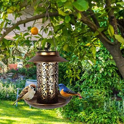 China Morden Wrought Iron Outdoor Cavity Solar Bird Driver Hanging Wild Wild Bird Driver for Outdoor Garden Backyard for sale