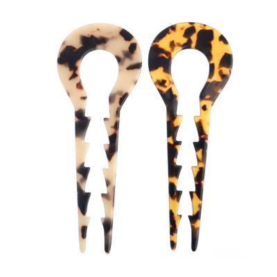 China European Headwear New Arrival Tortoiseshell Leopard Acetate U Shape Hairpins For Women Girls for sale