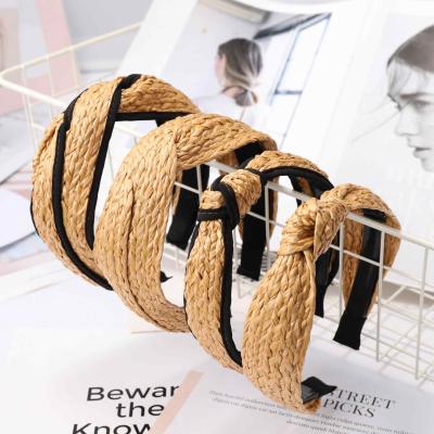 China Headwear Fashion Summer Season Hair Band Woven Accessories Beach Straw Weaving Headband Vinchas Para Cabello Hair Accessories for sale