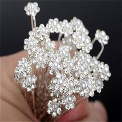 China Bridal Hairpin Crystal Rhinestone Pearl Flower Hair Pin Sticks Clips Barrette Headwear Accessories for sale