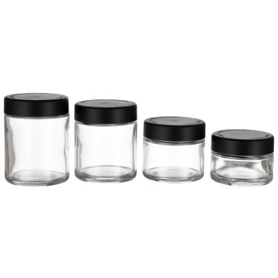 China High Quality 1oz 2oz 3oz 4oz Food Air Tight Storage Jars Empty Glass Packing Box With Kid Safe Cap for sale