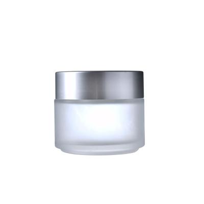 China 50g cosmetic frosted glass cream jar cosmetic jars with lids for sale