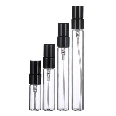 China Personal Care Perfume Bottle Glass Bottle Test Tube Sprayer Perfume Spray Slim Glass Bottle With Black Sprayer for sale