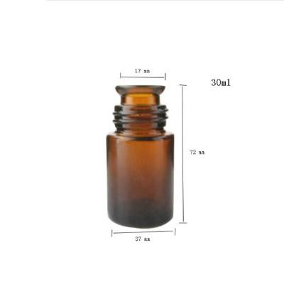 China High Quality Personal Care 30ml 1oz Essential Oil Perfume Bottle Packaging Brown Glass Bottle With Bell Cuff for sale