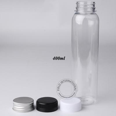 China Wholesale Custom Beverage Clear 400ml PET Beverage Plastic Juice Bottles With Aluminum Screw Lid for sale