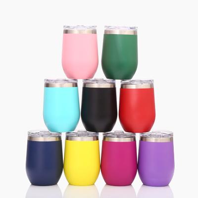 China Best Viable Wholesale Birthday Gifts Spill Proof 12 Ounce Insulated Stemless Stainless Steel Wine Tumbler With Sliding Lid for sale