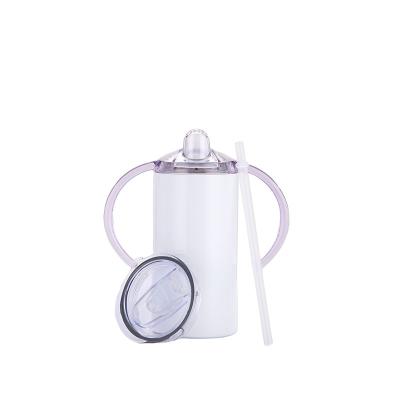 China Hot Sale 12oz Kids Sippy Cup Viable White Stainless Steel Sublimation Upright Tumblers With Handle BPA Free Baby Bottle for sale