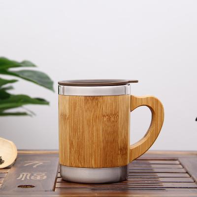 China Sustainable Inside And Outside 304 Bamboo Cover Office Mugs With Handle for sale