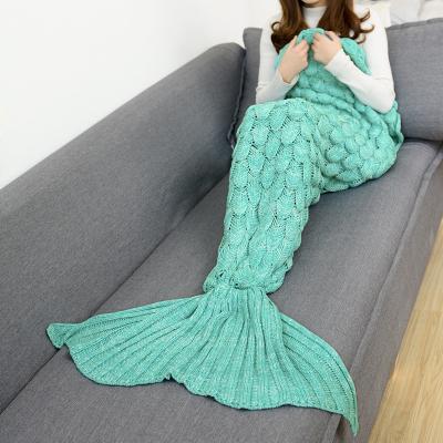 China Mermaid Tail Anti-pilling Blanket Warmer Cotton Knitted Polyester Custom Weighted Blanket Cheap Wholesale for sale