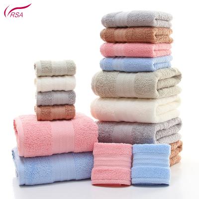 China Home Style Soft Solid Color Safe For Kids Absorb Water Household Sport Pure Cotton Bath Towel Hotel Handkerchief For Adults Couple for sale