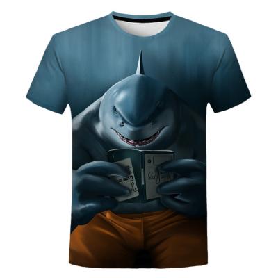 China Breathable 2021 King Shark 3D Print T-shirt Fashion Mens Womens Retro T-shirt Street Style Short Sleeve Tops Men for sale