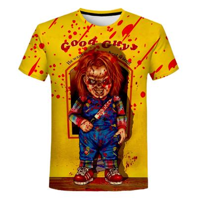 China Anti-wrinkle New Fashion TV Chucky 3D Printing T-shirt Men's/Women's Casual Halloween Horror T-shirt for sale