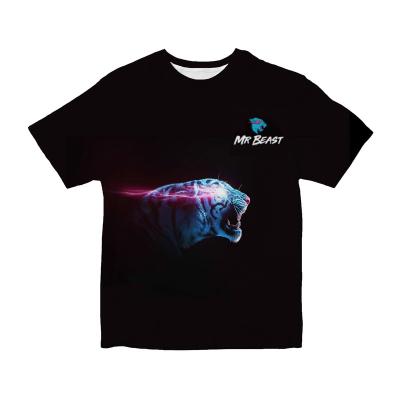 China News Fashion Kids Leopard 3D Print Tee Anti-Shrink Girls Boy's Casual T-Shirt for sale