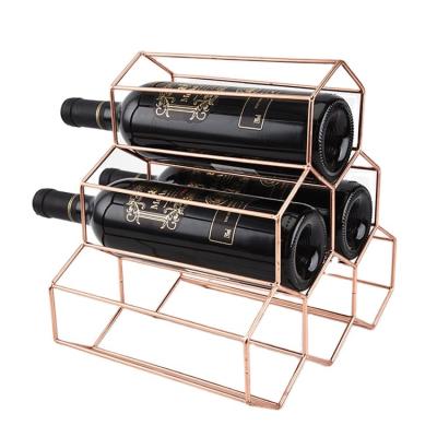 China Sustainable Hot Sale 3 Tier Countertop Customized Hanging Bottle Wine Racks Display Stand For Free Standing Floor for sale