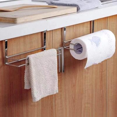 China Over The Door Paper Towel Hanger Rack Kitchen Roll Paper Towel Holder Tissue Hanger Rack For Kitchen Under Cabinet Over Door for sale