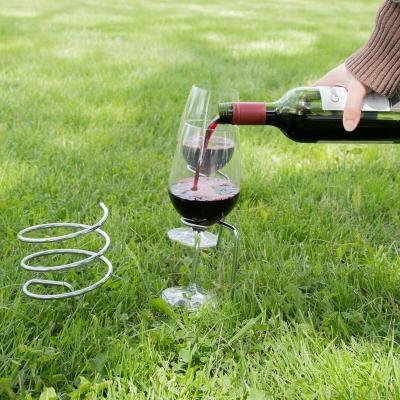 China Durable Durable Metal Iron Outdoor Wine Glass Drink Holder Camping Stakes For Beach Sand for sale