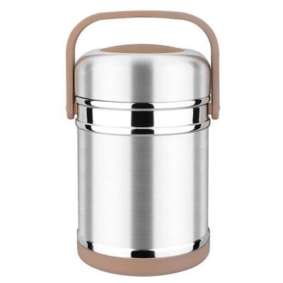 China Steamable Stainless Steel Reusable Vacuum Lunch Box Food Carrier Thermal Food Container Pot with Handle for sale