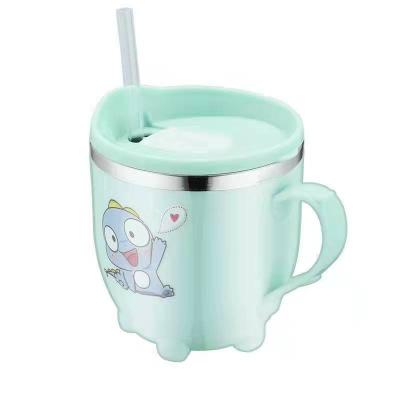 China Sustainable Vacuum Insulated Kids Drinking Water Cup Baby Trainer Cup Stainless Baby Cup With Handle And Lid for sale