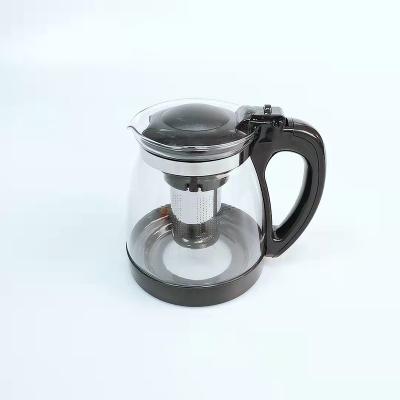 China WITH LID China Manufacture Kettle Transparent Glass Teapot for Brewing with Plastic Handle for sale