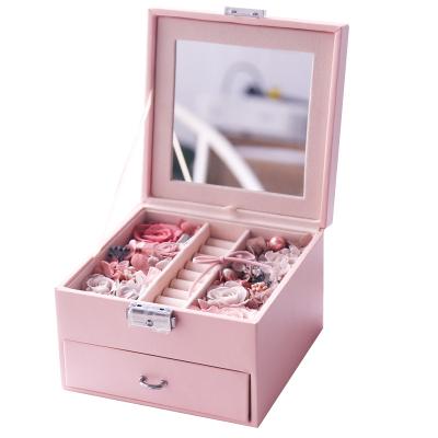 China Wholesale Preserved Celebration Flower Gift Box Preserved Roses Box Mirror Luxury Jewelry Rose Box With Drawer for sale