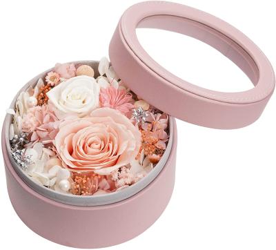 China Hot Selling Celebration Valentines Day Gifts Preserved Fresh Rose Flowers In Rivet Box for sale