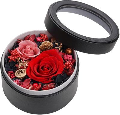 China Celebration Newcomer Valentines Day Gift Preserved Flower Preserved Fresh Rose In Rivet Box for sale