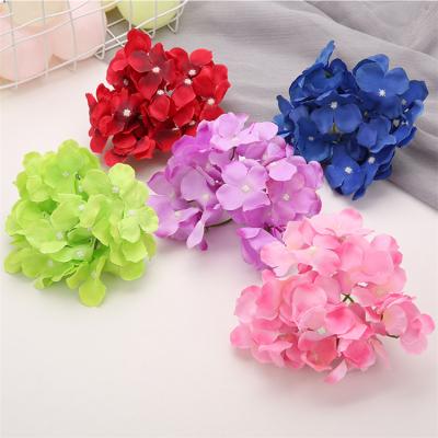 China Hot Selling Artificial Silk Flowers Celebration Artificial Flowers Silk Hydrangea Heads Flowers For Wedding for sale