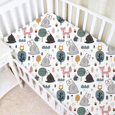 China 100% Cotton Animal Design Antistatic Woven Breathable Monostandard Fitted Crib Sheets For Babies for sale