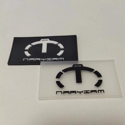 China Sustainable Custom Transparent PVC Silicone Rubber Apparel Label , 3D Letter Embossed Pattern Apparel Labels for sale