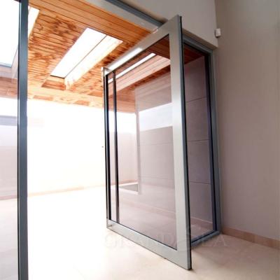 China Magnetic Design Custom Aluminum Exterior Modern Pivot Doors Entrance Modern House Glass Screen Doors for sale