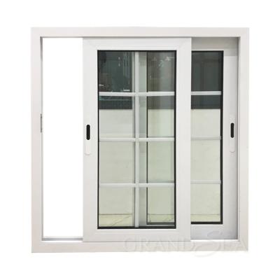 China Magnetic Screen Grandsea Tinted Double Glazing Panel Tempered Restaurant Small Aluminum Sliding Windows With Glass for sale