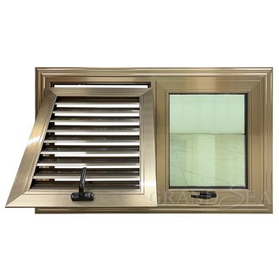 China Privacy Frosted Interior Bathroom Magnetic Insulated Flip Screen Aluminum Alloy Double Glazing Waterproof Window for sale