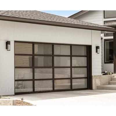 China Easily Assembled\10x10 Full View Commercial Glass Garage Door Cost New High Quality Wholesale Luxurious Black Aluminum for sale