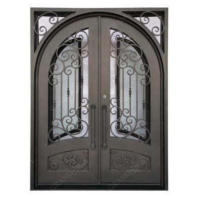 China China Best Modern Prices Browning Custom Iron Front Door Double Entry Double Door Wrought Iron Front Door for sale