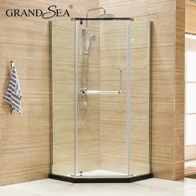 China Foshan Grandsea Modern High Quality Black Aluminum Framed Bathroom Sliding Shower Glass Door for sale