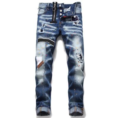 China Fashionable factory custom mens jeans Tapered popular mens streetstyle ripped skinny jeans denim pants for men for sale