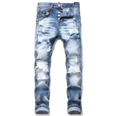 China Sustainable Professional Jeans Manufacture Skinny Ripped Dark Blue Jeans Pants For Men for sale